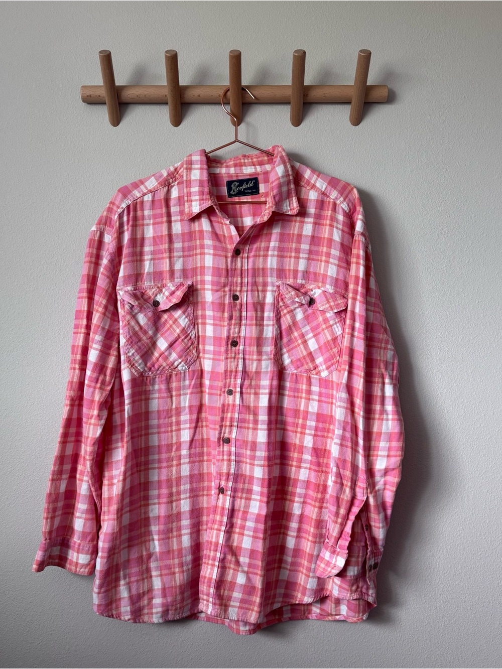 Vintage Scofield Pink Plaid Button-Up Flannel Shirt